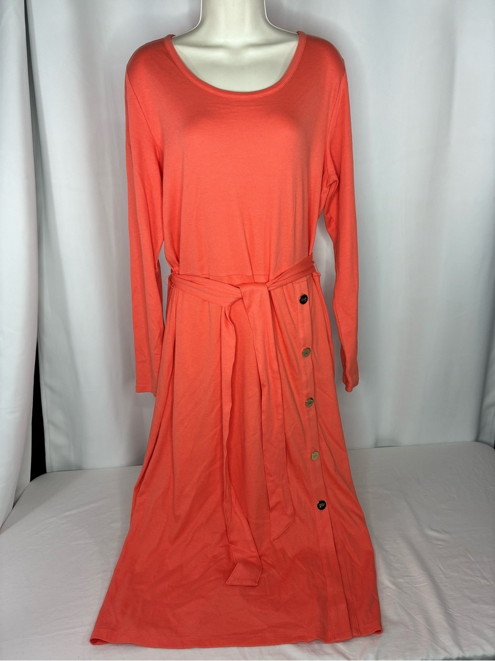 Lauren Ralph Lauren Coral Midi Belted Button Accent summer wedding guest dress